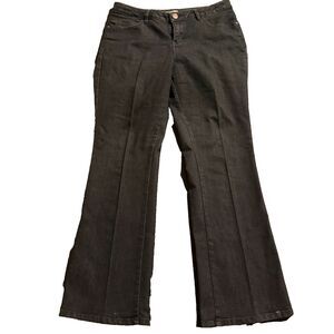 Coldwater Creek Black Flare Leg Jeans Womens P10 Petite Dark Wash Stretch Denim